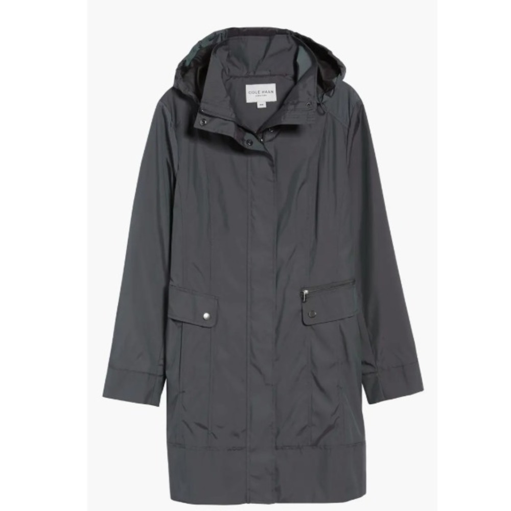 COLE HAAN Back Bow Packable Hooded‎ Raincoat Jacket Size Small NEW
